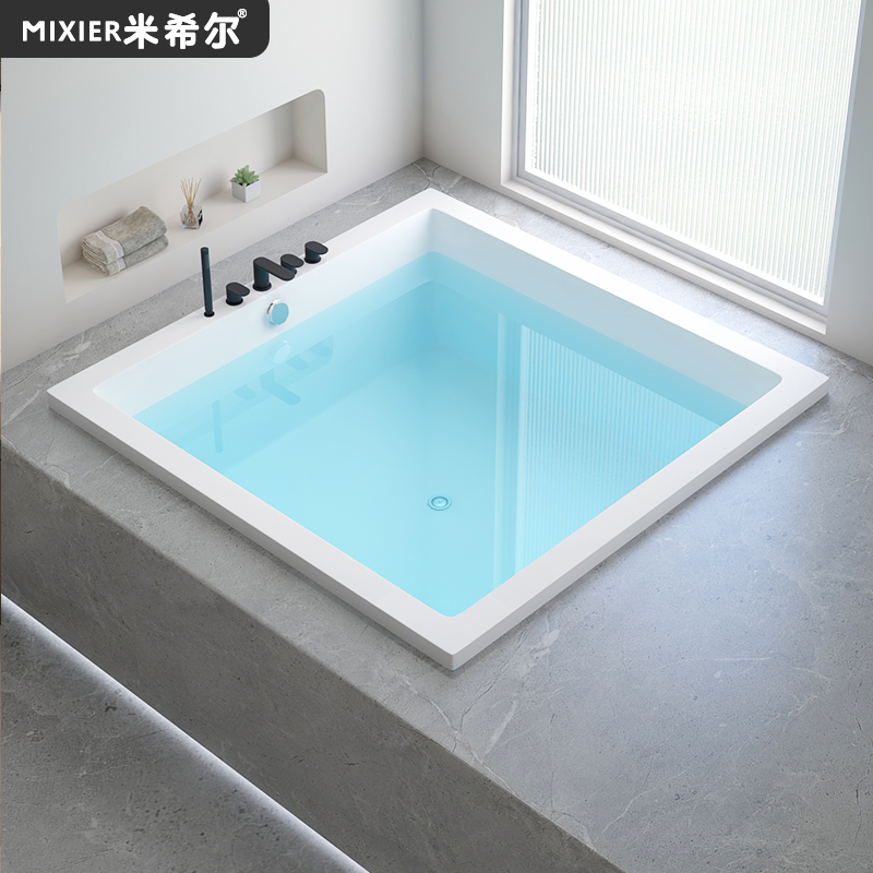 正方形嵌入式浴缸家用日式深泡私汤定制双人恒温按摩浴池0.8-2米