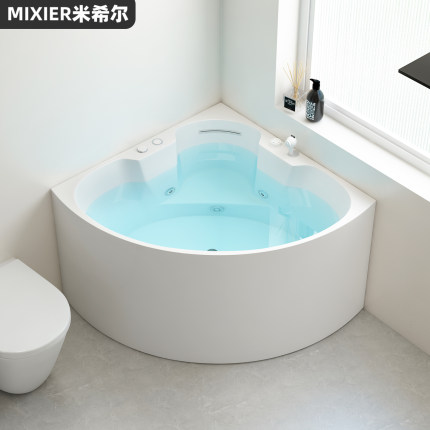 三角扇形浴缸家用成人小户型亚克力迷你日式深泡双人坐式按摩浴盆