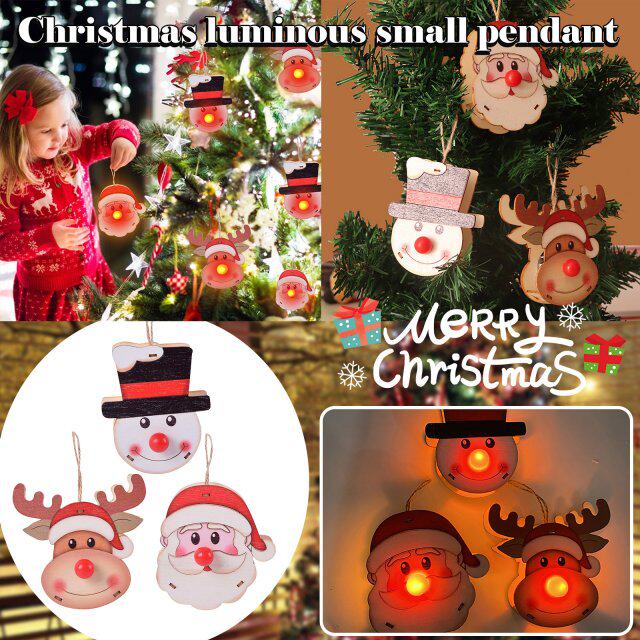 new christmas wooden decorative glowing pendant christmas tr