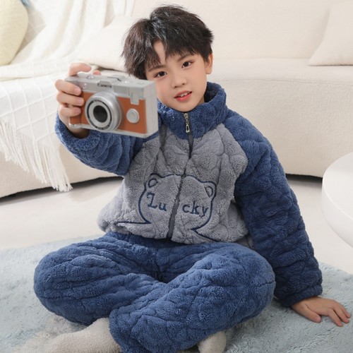 恬羊羊法兰绒冬季三层加厚睡衣