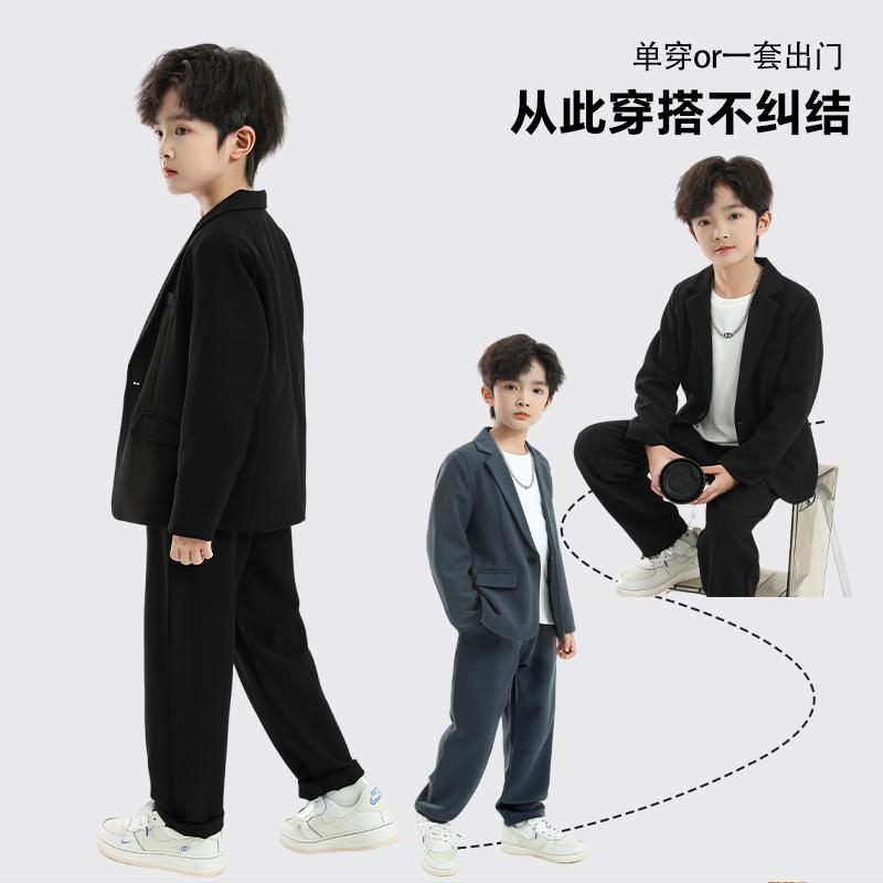 East Whale Whale黑色簡約稍寬松休閑西服男士西服2025春夏新款