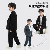 East 西服2025春夏新款 Whale Whale黑色简约稍宽松休闲西服男士