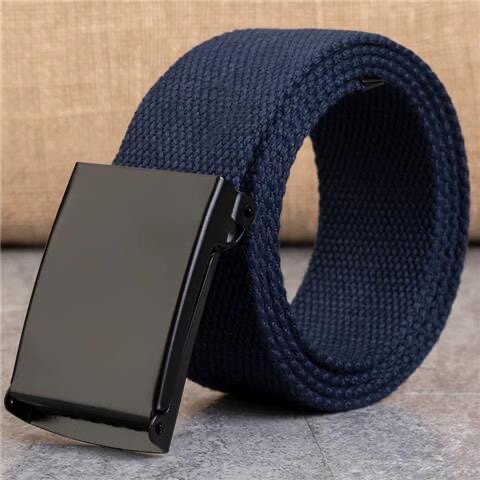 Casual men's canvas belt, Korean-style colorful fashionable smooth buckle belt, and women's simple solid color canvas belt thumbnail 4