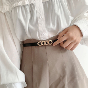 韩版 牛仔裤 腰带显瘦 休闲百搭ins风潮时尚 复古纯色皮带女士新款