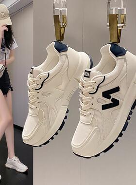 跨境运动鞋女2025秋季新款透气休闲厚底老爹鞋时尚网面女式休闲鞋