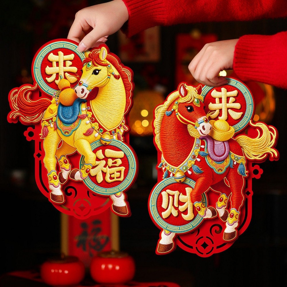 马年新年门贴对贴2026装饰春节过年福字立体窗贴门幅贴纸入户对联,节庆用品/礼品,喜字/剪纸/贴纸,淘宝优惠券,粉丝福利购,淘宝优惠卷