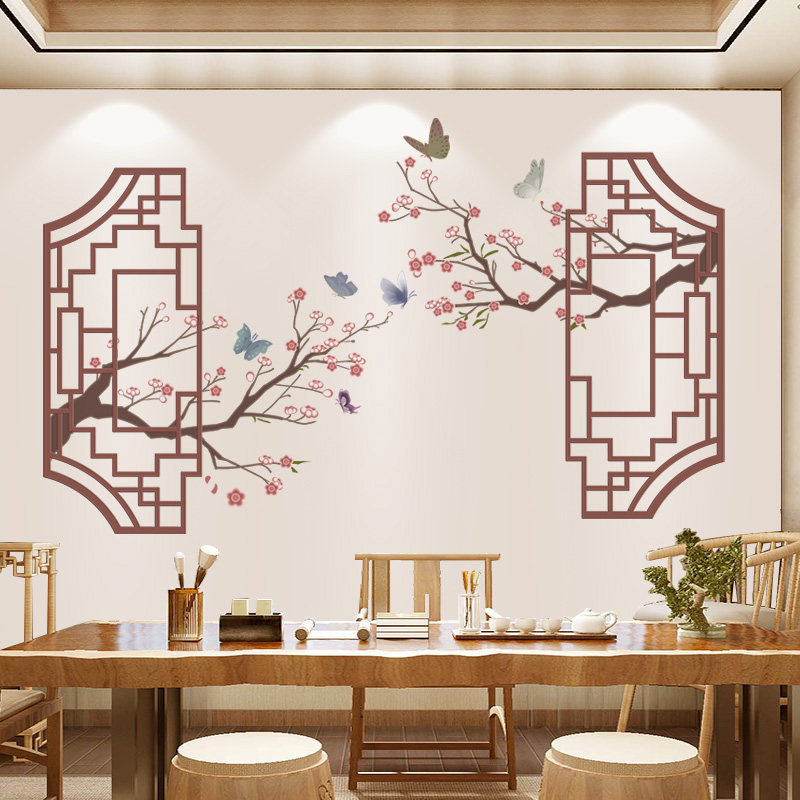 客厅背景墙上装饰中国风古风3d立体墙贴创意墙面自粘墙纸墙壁贴纸,家居饰品,软装墙贴,淘宝优惠券,粉丝福利购,淘宝优惠卷