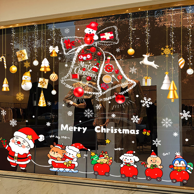 圣诞节日装饰商场布置玻璃门贴纸