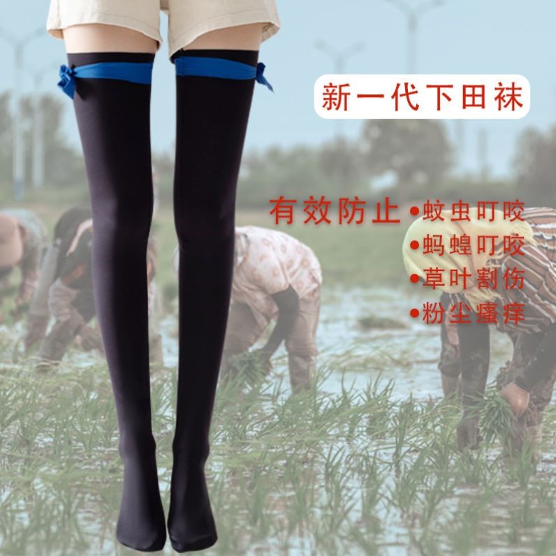 防蚂蝗过膝农用长袜 插秧用高弹力种田袜 农业用防晒超长袜