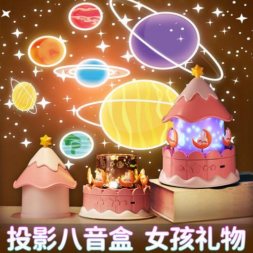 女孩子生日礼物伴手礼儿童玩具小女童音乐八音盒水晶球星空投影灯 - 封面