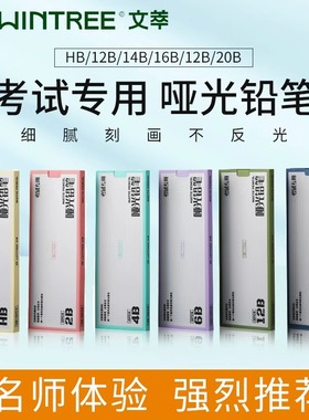 文萃全哑光铅笔HB/2B/4B/6B/12B/20B/14B/16B美术生专用石墨炭墨速写不反光2比铅笔考试专用特浓20b素描铅笔