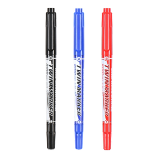 晨光小双头勾线笔油性记号笔红针管笔小号马克笔幼儿园儿童绘画学生用黑色美术生专用描边防水防油不掉色速干