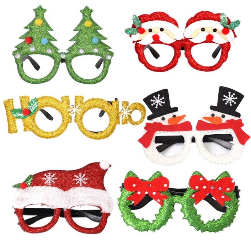 christmas tree elk santa snowman glasses party photo props