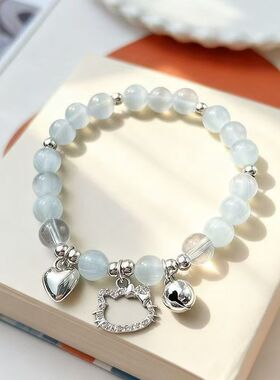 KT猫灰月光猫眼石蝴蝶结手链