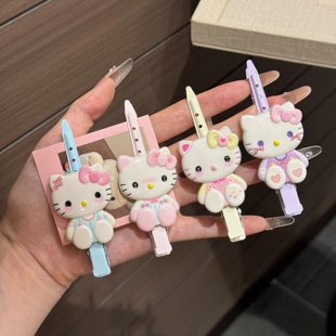 软萌坐姿KT猫尖嘴夹ins立体少女心百搭日系刘海侧边夹头饰女生