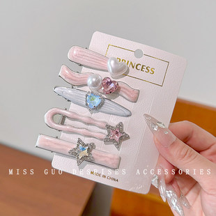 少女~5件套可爱套装甜美气质bb夹后脑勺碎发发卡侧边夹一字夹发饰