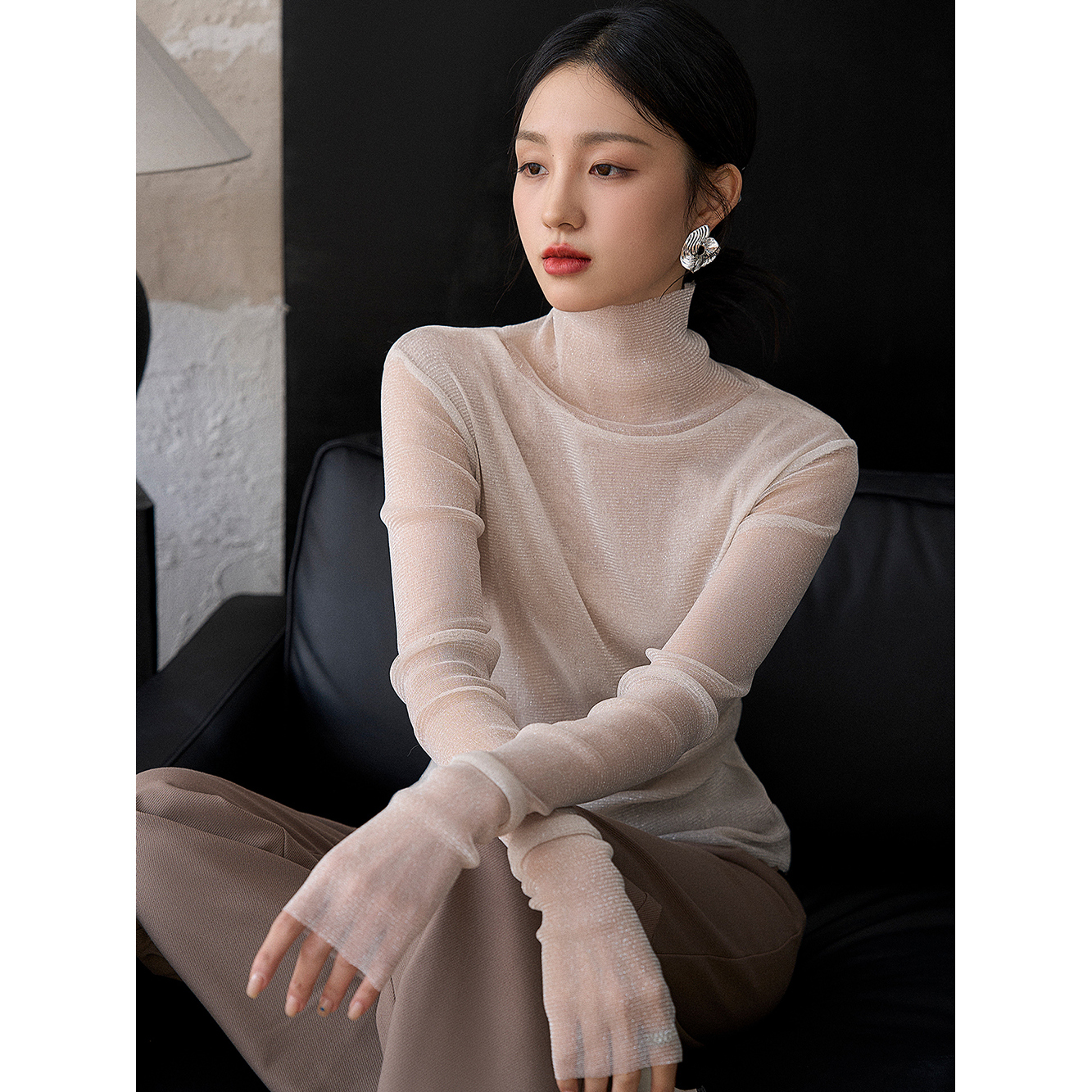 内搭打底衫半高领上衣皮肤衣女