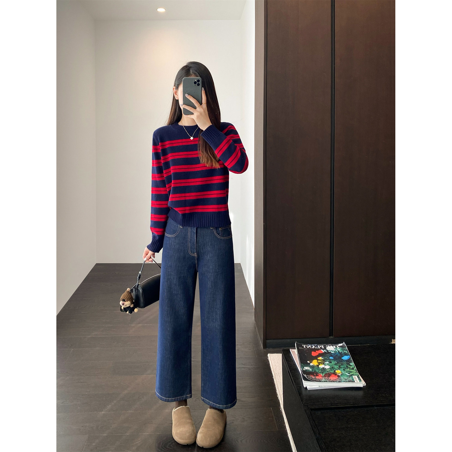 小禾新春刺绣土壤牛仔直筒女裤