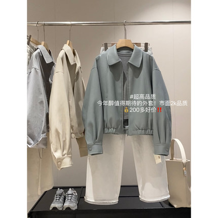 25重磅奢侈品高端大牌女装外套韩国柔软蛋白皮短款休闲机车皮衣女