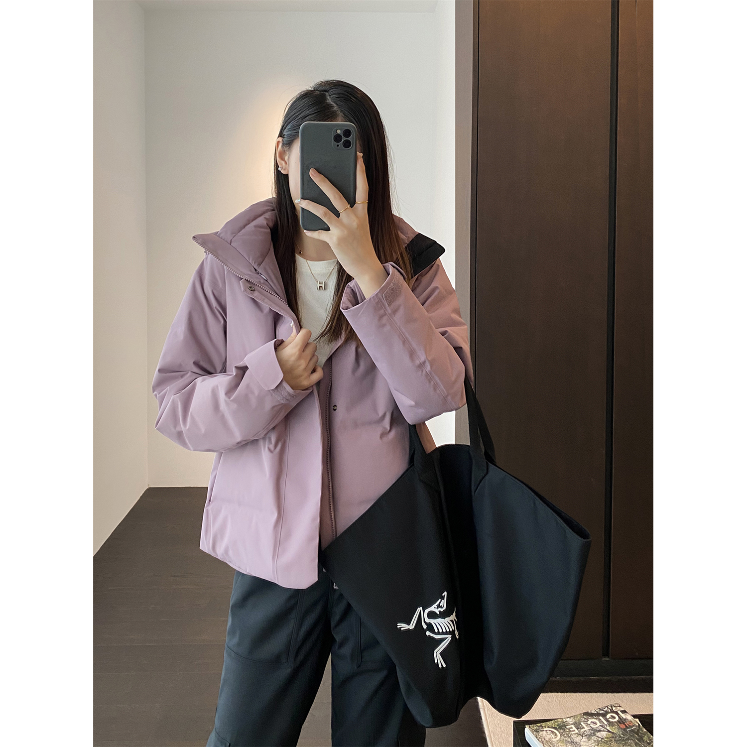 90鹅绒服加厚冲锋衣连帽羽绒服女