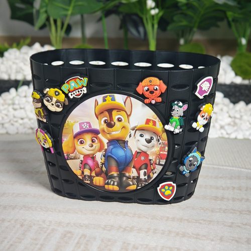 儿童自行车车筐汪汪队童车车篮平衡车塑料前置收纳篓子16寸内通用