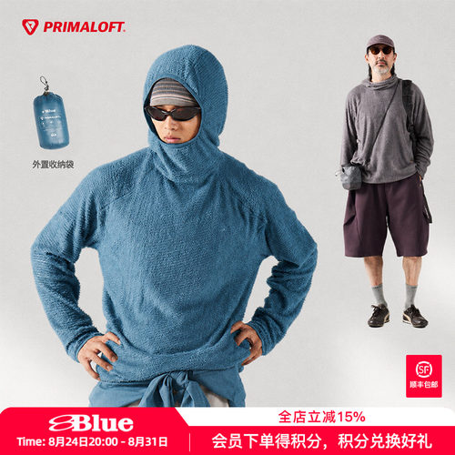 NothommeBLUE蓝岐95克P棉抓绒primaloft轻量户外徒步连帽卫衣男