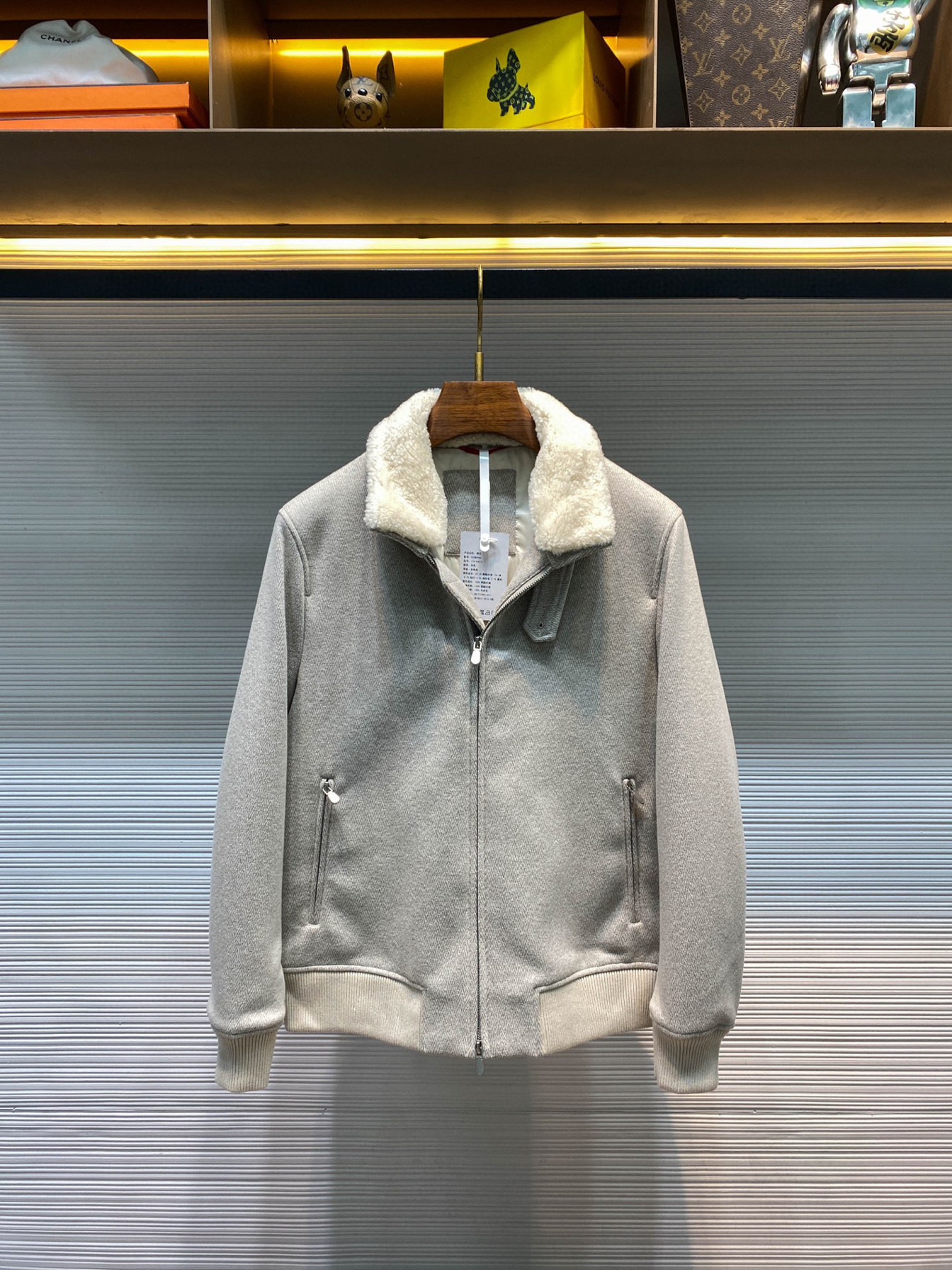 秋冬鱼骨纹肌理绵羊毛混纺男士可拆卸羊羔毛翻领时尚夹棉夹克外套,男装,夹克,淘宝优惠券,粉丝福利购,淘宝优惠卷