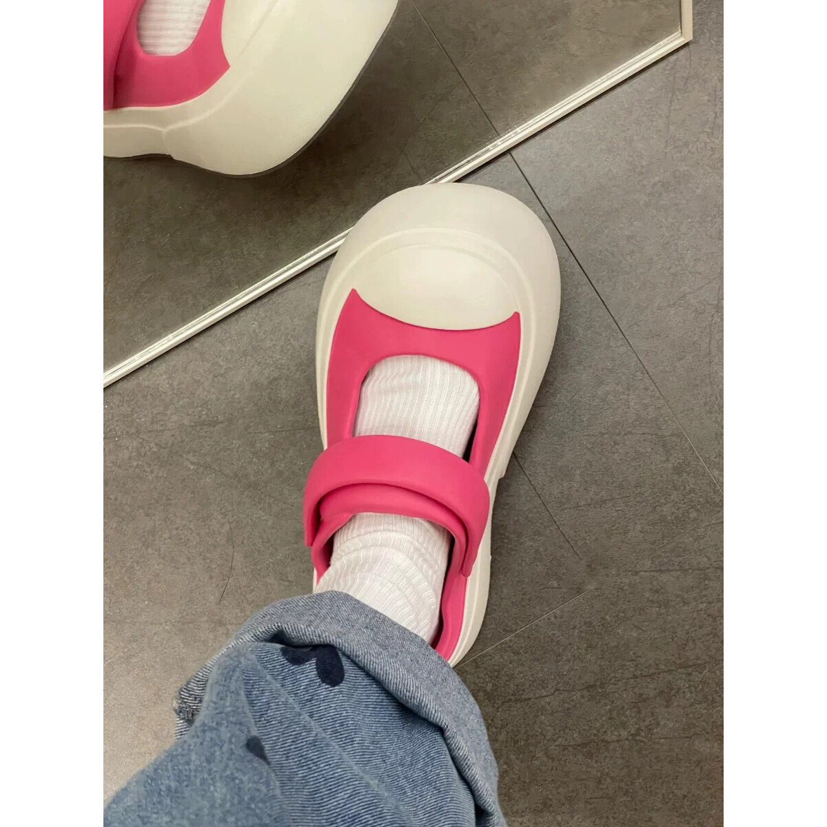 玛丽珍厚底洞洞拖鞋女夏季外穿增高防滑eva超火踩屎感包头凉拖鞋