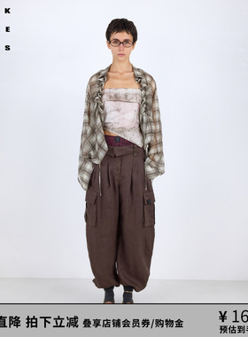 VVNK JANE PLUS2026春季新款格纹抽褶廓形衬衫女J610455013B