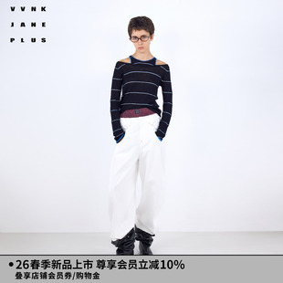 假两件条纹针织衫 VVNK 新款 PLUS2026春季 女J610119623A JANE