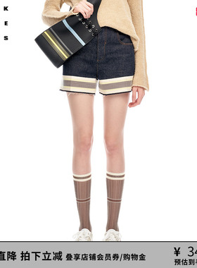 VVNK JANE PLUS春季新品复古方型中高腰牛仔短裤子女J311857206A