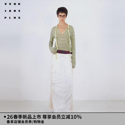 VVNK JANE PLUS2026春季新款织带条纹打底衫女J610122603A
