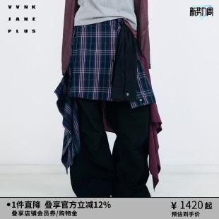 解构拼接格纹半身裙女J530764053A PLUS秋季 VVNK JANE