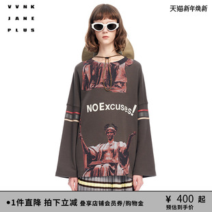 复古罗纹休闲直身直袖 PLUS春夏新品 卫衣女J315051306B JANE VVNK