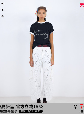 VVNK JANE PLUS2026春季新款正肩绣花T恤女J620582374D