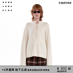 美丽诺羊毛 半高领系带针织套头衫 VVNK PLUS秋新款 女 JANE