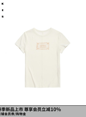 VVNK JANE PLUS2026春季新款蕾丝印花正肩T恤女J610555311A