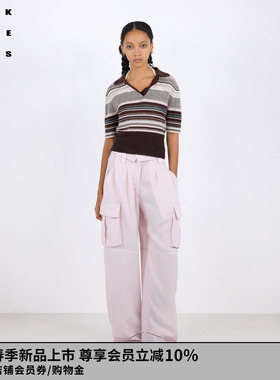 VVNK JANE PLUS2026春季新款Polo领条纹羊毛衫女J610124621A