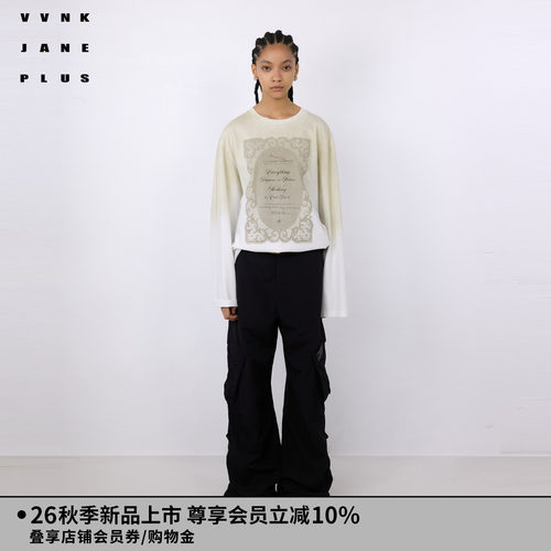 VVNK JANE PLUS2026秋季新款立体蕾丝印花长袖T恤女J630570302A