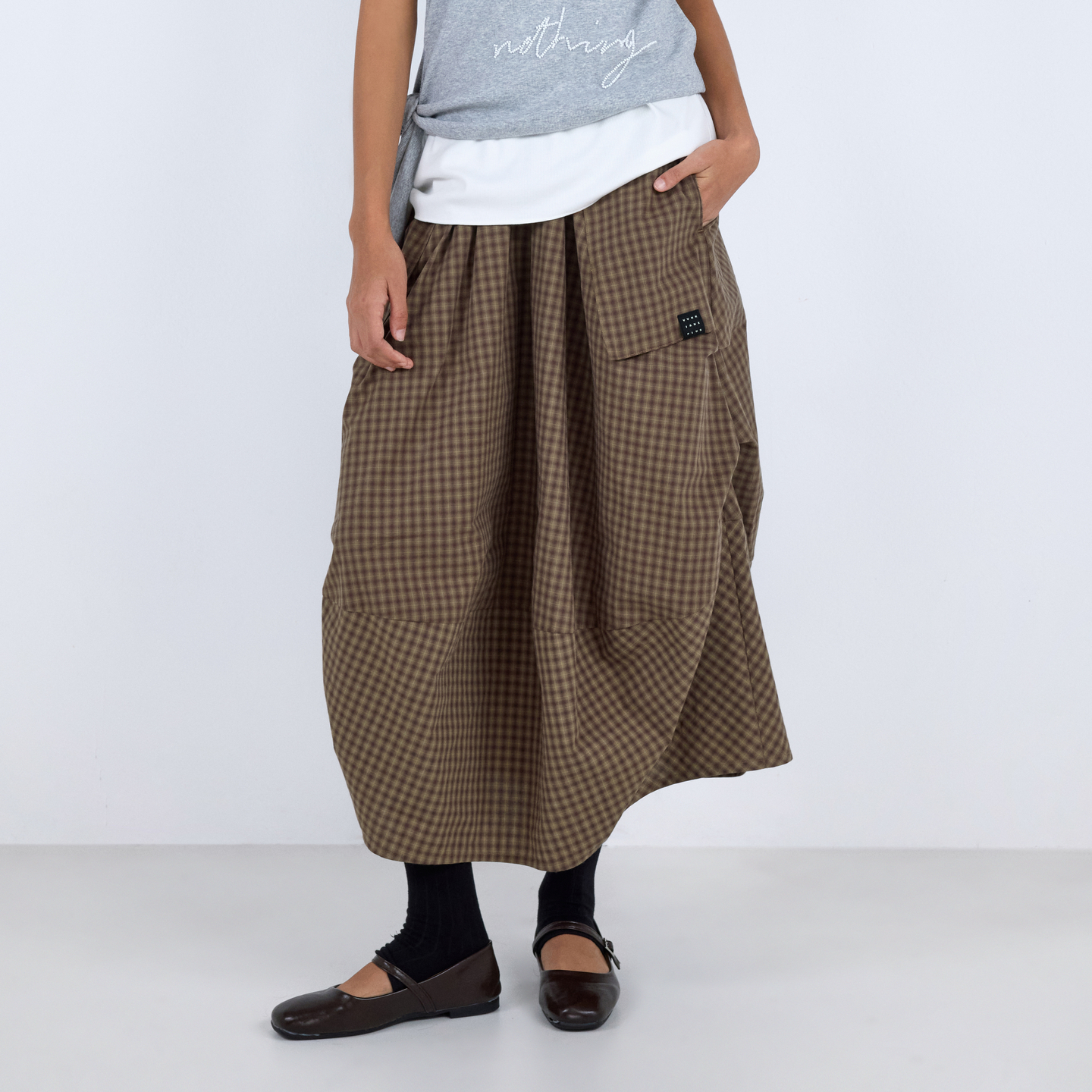 VVNK JANE PLUS2026春季新款格纹气球半身裙女J610781003A