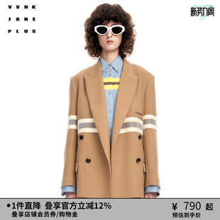 慵懒男友风条纹羊毛西装 VVNK 新品 PLUS春季 女J312753001A JANE