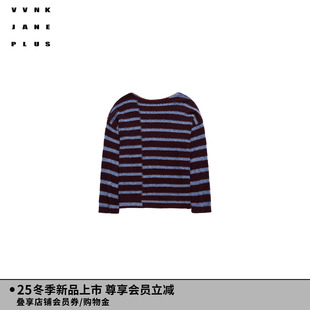 不对称拼接条纹羊毛衫 VVNK 新款 PLUS2025冬季 女J540109606C JANE