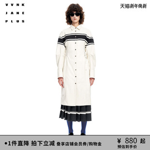 JANE 长袖 PLUS夏季 简约休闲衬衣式 连衣裙女J310650027B 新品 VVNK