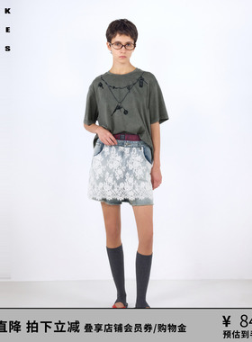 VVNK JANE PLUS2026春季新款做旧印花廓形T恤女J620570322E