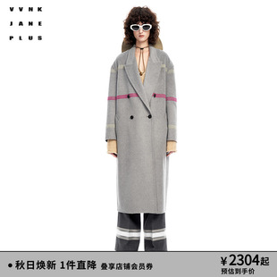 翻领毛呢大衣外套女J319051062A VVNK JANE PLUS 110支高支羊毛