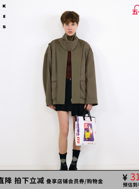 VVNK JANE PLUS秋季复古格纹拼接外套女J539055024A