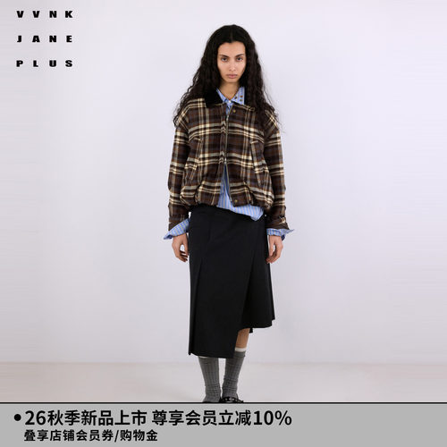 VVNK JANE PLUS2026秋季新款撞色格纹截短夹克外套女J631954080C