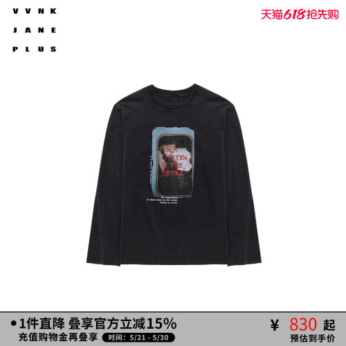 VVNK JANE PLUS秋季主题印花廓形长袖T恤女J530576301A