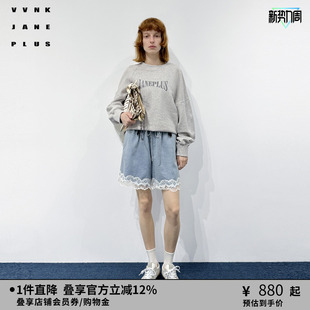 复古圆领套头卫衣女J514051303A PLUS春季 VVNK JANE