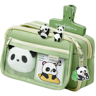 送熊猫玩偶！九层超大容量笔袋